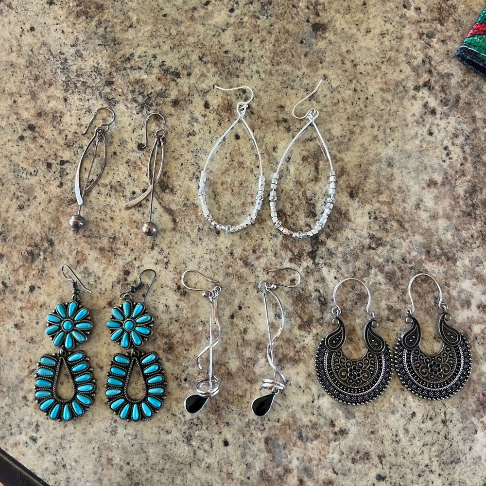 Silver and Blue Teardrop Earrings